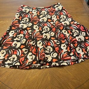 Lane Bryant linen blend pink orange tan brown midi skirt sz 14/16 elastic waist